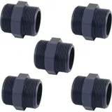 Powerhaus24 5er PVC Doppelnippel 1 1/2 Zoll AG