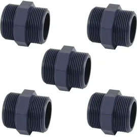 Powerhaus24 5er PVC Doppelnippel 1 1/2 Zoll AG