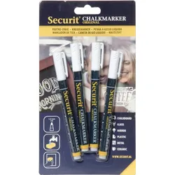 Securit Kreidemarker fein 4er-Set weiß