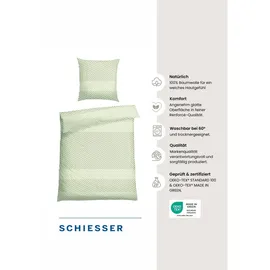 SCHIESSER Maribel Fischgrat Grün 135 x 200 cm + 80 x 80 cm