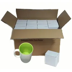 Airbrush-City 36 Stück Fototasse Sublimation Kaffee Tassen Becher WEISS - INNEN GRÜN