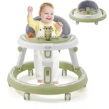 3 in1Lauflernhilfe,Babywalker Höhenverstellbar & Klappbar,Anti-Rollove Lauflernwagen mit 7-Fach Höhenverstellbar,Gehfrei Baby ab 6 Monate mit Leisen 360°Laufrädern Esstablett und Spielcenter