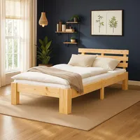 Homestyle4u Massivholzbett 90 x 200 cm Kiefer natur braun