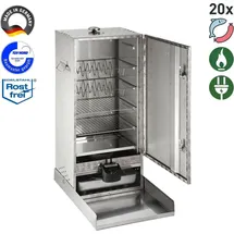 Peetz Edelstahl-Räucherofen 630 - für 20 Fische liegend oder hängend oder ca. 20 Aale silber kreismarmoriert, mit Tür