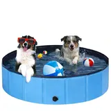 Ezilif Hundepool für Große & Kleine Hunde, Faltbare Hunde Pool rutschfest, 160 x 30cm Schwimmbecken für Hund Verdickt PVC, Planschbecken Hund Verschleißfest, Hundebadewanne Swimmingpool