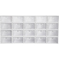 Futchoy 20er Stapelbarer Schuhkasten/Schuhboxen set - Transparent Schuhkarton Aufbewahrungsboxen mit Frontöffnung- 33 * 23 * 14 cm, Weiß