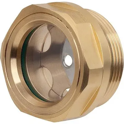 ÖLSCHAUGLAS MIT SECHSKANT MIT REFLEKTOR, D1=M26X1,5, D=32, MESSING, KOMP:SICHERHEITSGLAS