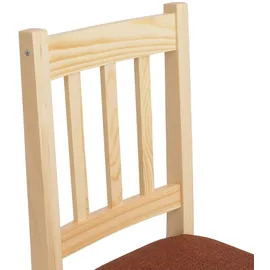 Mendler Esszimmer-Set HWC-F77, Sitzgruppe Esszimmergruppe, Massiv-Holz Kiefer Stoff Landhaus 110cm ~ natur Polster terrakotta