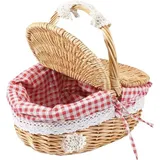 Famanu Picknickkorb mit Deckel - Tragbare Korb für Outdoor und Einkäufe