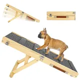 Pawaboo Faltbare Hunderampe, Tragbare Haustiertreppe aus Holz, 4 Verstellbare Höhen 7,9" - 17,7", Hundetreppe für Kleine Hunde und Katzen mit Rutschfester Matte für Niedriges Bett Couch Treppe