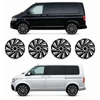 Premium Radkappen 17 Zoll gewölbt kompatibel mit VW T5 T6 T6.1 Stahlfelgen in Schwarz-Silber-Matt 4er-Satz gewölbte Radzierblenden Radblenden Raddeckel Radabdeckungen Zierblenden Zierkappen 4er-Set