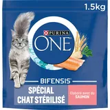 Purina One: Sterilisiertes Cat One Trockenfutter mit Lachs, Thunfisch und Weizen: 1,5 kg, 6er-Pack (6x1,5 kg, gesamt 9 kg)