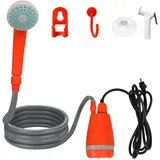 peilu Campingdusche mit Akku Tauchpumpe Handbrause 2x 2200mAh-Lithium-Akku, USB-Ladekabel , für Camping Garten Auto - Outdoor Hundedusche ,...