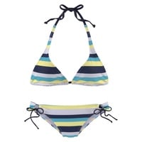 VENICE BEACH Triangel-Bikini Damen marine-gelb-gestreift Gr.38 Cup A/B