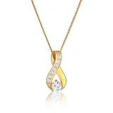 Elli PREMIUM Halskette Damen mit Anhänger Infinity mit Topas und Zirkonia in 585 Gelbgold 45 cm lang