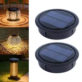 Wxeadu 2 Stück Solarleuchten Ersatzteile, 10.5cm Solarleuchten Ersatz Top, Solar Ersatzdeckel mit LED, Wasserdicht Solarpanel Laterne Deckel, LED Solarmodule Ersatz für Gartenleuchte, Solarlampen
