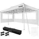 Tectake Faltpavillon 6 x 3 m inkl. 3 Seitenteile Weiß