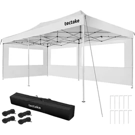 Tectake Faltpavillon 6 x 3 m inkl. 3 Seitenteile Weiß