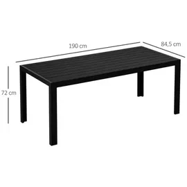 Outsunny Alu-Gartentisch 190 x 84,5 cm schwarz