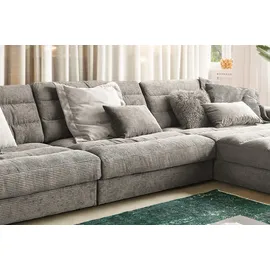 KAWOLA Ecksofa XL Lana Cord Recamiere rechts steingrau