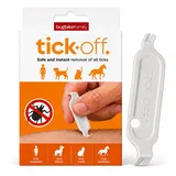 tick-off® | Patentierte Zeckenzange Mensch | Doppelseitige Zeckenzange für Hunde Katzen Pferde | Zecken Entferner mit 2 Zeckenhaken & Ergonomischem Griff | Klinisch getestet | Einzelpackung Weiß