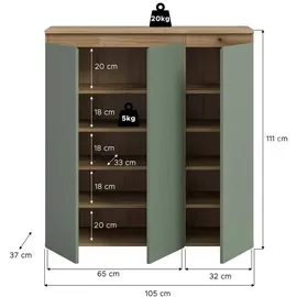xonox.home Scarpa 105 x 111 x 37 cm Smoke Green/Evoke Oak
