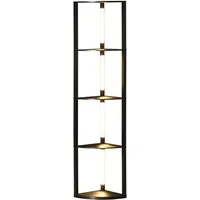 Homcom Stehlampe LED Stehleuchte mit 4 Ablagen, E27 Sockel,