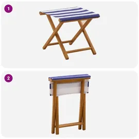 vidaXL Liegestuhl 2 pcs Massives Eukalyptus Holz 2 St. blau/weiß