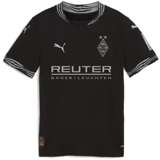 Puma Borussia Mönchengladbach Ausweichtrikot 2024/25 mit Sponsor Kinder 08 black/aged silver 152