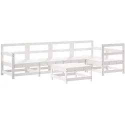 vidaXL 6-tlg. Garten-Lounge-Set mit Kissen Weiß Massivholz