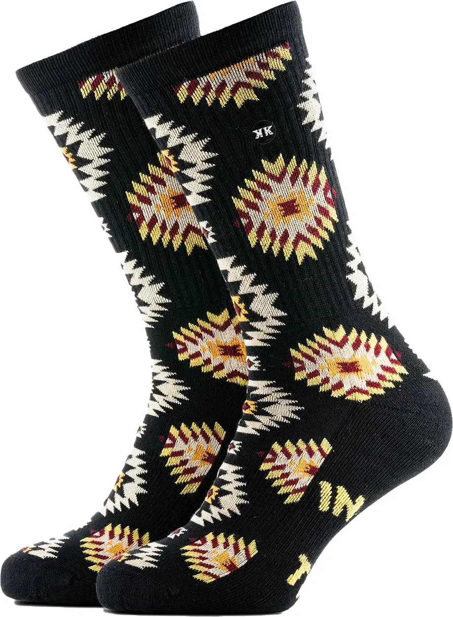 Rokker Kelim Trust, Socken Unisex - Schwarz/Weiß/Gelb/Rot - 44-47 EU