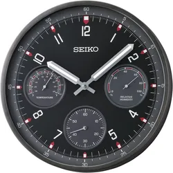 Wanduhr SEIKO, schwarz, Wanduhren, H: 4,9cm, Quarzuhr,Leuchtzeiger,Wohnzimmer,Esszimmer,Küche,Arbeitszimmer,Flur