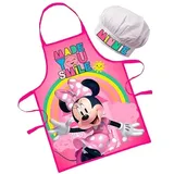 Sorrisini Kinderschürze Kochmütze für Kinder | Mädchen Schürze | Kinderschürze Jungen | Verstellbare Kinderschürzen zum Backen, Malen, Kinder 3-8 Jahre Minnie Mouse - Einheitsgröße (3-8 Jahre)