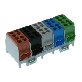 Hauptleitungs-Abzweigklemme 5-polig, 25 mm2, fingersicher, farbig codiert