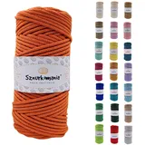 Sznurkomania, Baumwollkordel 3mm 100m, 46 Farben, Häkelkordel, Geflochten Baumwollkordel 3mm, Makramee Kordel, Makramee Garn, Premium Garn, Makramee Seil (Kürbis)