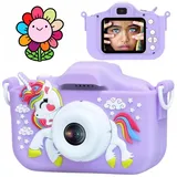 Fotokamera für Kinder, Spielzeug für Kinder, Mädchen, 2, 3, 4, 5, 6, 7, 8 Jahre, Digitalkamera für Kinder, Mädchen, 1080P, Selfie-Video, HD 2.0, Geschenk (violettes Einhorn)