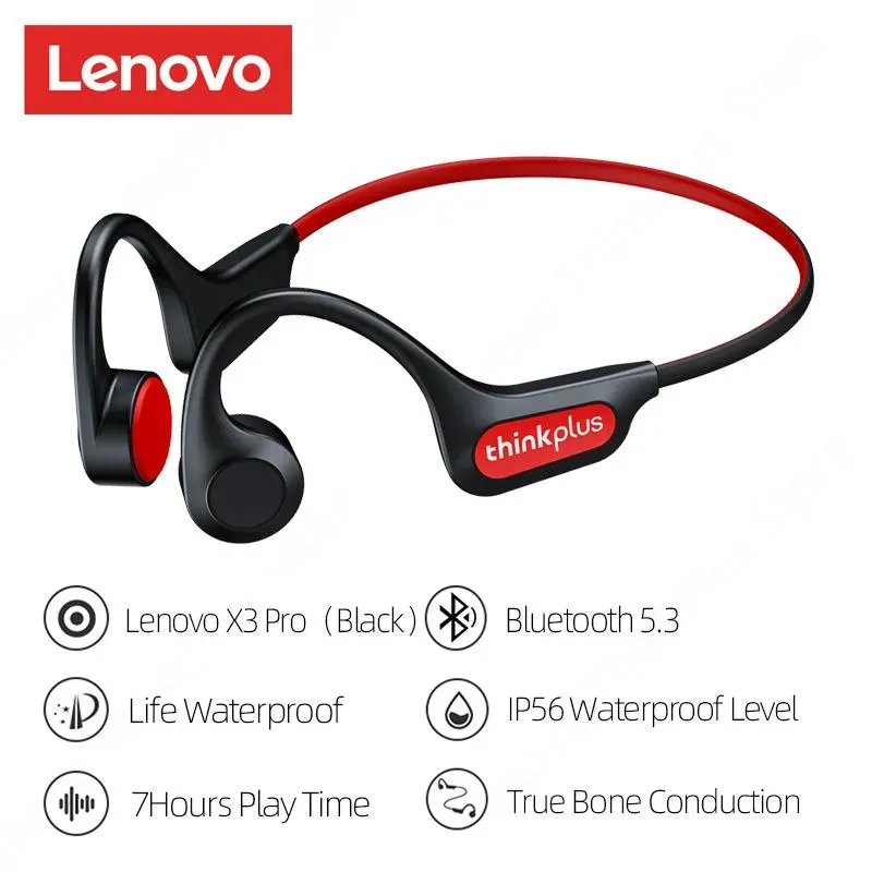 Lenovo X3 Pro Knochenleitungskopfhörer TWS Fone Bluetooth Drahtloser Kopfhörer Fahren Radfahren Ohrhörer Sport Lauf-Headset