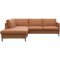 FLEXLUX Ecksofa »Fiore, L-Form«, schmale Armlehnen, Füße Alu/schwarz, B/T 234/225cm, Kaltschaum im Sitz braun