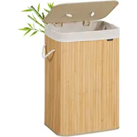 Songmics Wäschekorb mit Deckel, 72 L