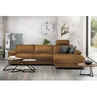 KAWOLA Sofa LOLA Ecksofa XL Leder cognac mit motorischer Relaxfunktion Recamiere rechts - Braun