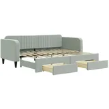 vidaXL Tagesbett Ausziehbar mit Schubladen Hellgrau 90x200 cm Samt1884504