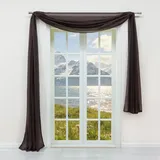 Yujiao Mao Voile Gardine Freihandbogen Querbehang Dekoschals Schlafzimmer Wohnzimmer Modern Vorhang Einfarbig Transparent Braun LxB 500x145 cm