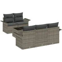 VidaXL 6-teiliges Garten Sofa Set mit Kissen Grau Poly