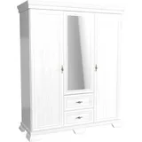 Dreitüriger Kleiderschrank 158 cm GREGORIA - Andersen Kiefer - Weiß