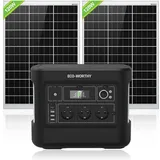 Eco-worthy - 1000W(Spitze 2000W) 1024Wh Portable Power Station mit 2 x 120W Solarpanel, Tragbares Powerstation Solar Generator Bundle für Home