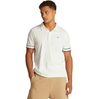 Tommy Jeans Flag Cuff Slim Fit Kurzarm-poloshirt - Ecru