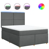 vidaXL Boxspringbett 140 x 200 cm Dunkelgrau