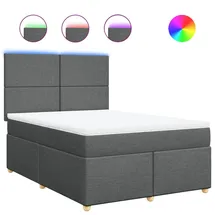 vidaXL Boxspringbett 140 x 200 cm Dunkelgrau