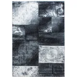 Carpetsale24 Teppich 160x230 cm – Kurzflor Konturenschnitt in Grau Weiß – Kariertes Design, Extra Weich für Wohnzimmer, Esszimmer, Schlafzimmer
