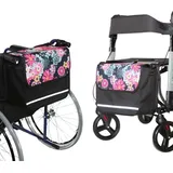 Seniori Rollator Tasche Universal 4. Blumen schwarz
